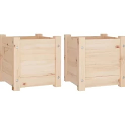 vidaXL Lawn & Garden* Garden Planters 2 Pcs 12.2"X12.2"X12.2" Solid Wood Pine