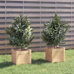 vidaXL Lawn & Garden* Garden Planters 2 Pcs 12.2"X12.2"X12.2" Solid Wood Pine