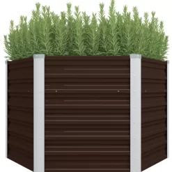 vidaXL Lawn & Garden* Garden Raised Bed Brown 50.8"X50.8"X30.3" Galvanized Steel