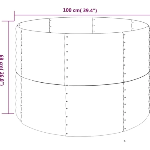 vidaXL Lawn & Garden* Garden Raised Bed Powder-Coated Steel 39.4"X39.4"X26.8" Gray