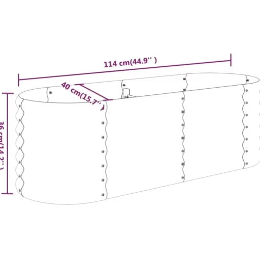 vidaXL Lawn & Garden* Garden Raised Bed Powder-Coated Steel 44.9"X15.7"X14.2" Silver