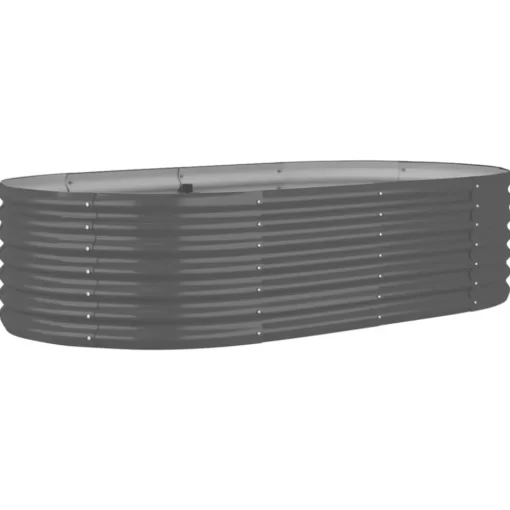 vidaXL Lawn & Garden* Garden Raised Bed Powder-Coated Steel 59.8"X31.5"X14.2" Gray