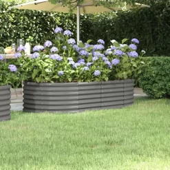 vidaXL Lawn & Garden* Garden Raised Bed Powder-Coated Steel 59.8"X31.5"X14.2" Gray