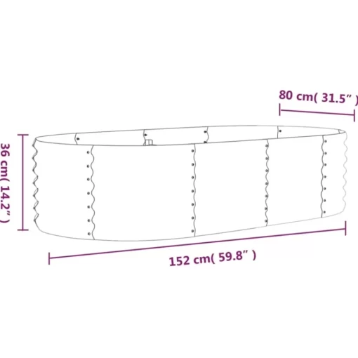 vidaXL Lawn & Garden* Garden Raised Bed Powder-Coated Steel 59.8"X31.5"X14.2" Gray