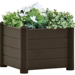 vidaXL Lawn & Garden* Garden Raised Bed Pp Mocha 16.9"X16.9"X13.8"