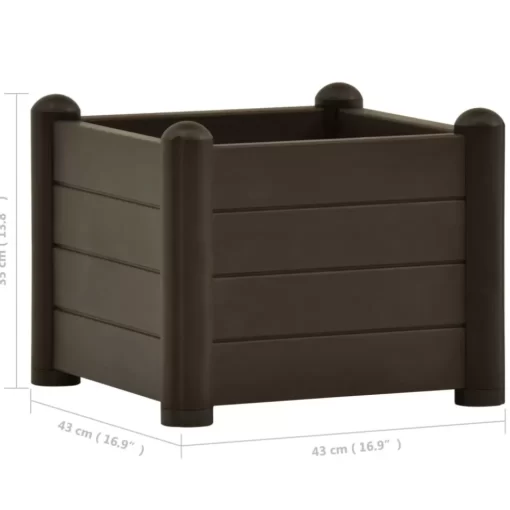 vidaXL Lawn & Garden* Garden Raised Bed Pp Mocha 16.9"X16.9"X13.8"