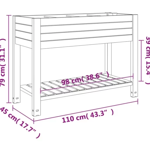 vidaXL Lawn & Garden* Garden Raised Bed White 43.3"X17.7"X31.1" Polypropylene