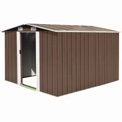 vidaXL Lawn & Garden* Garden Shed 101.2"X117.3"X70.1" Metal Brown