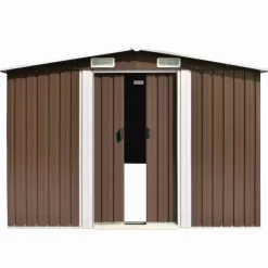 vidaXL Lawn & Garden* Garden Shed 101.2"X117.3"X70.1" Metal Brown