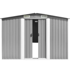 vidaXL Lawn & Garden* Garden Shed 101.2"X117.3"X70.1" Metal Gray