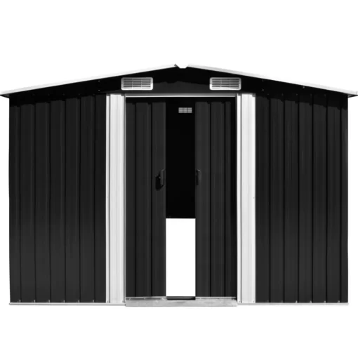 vidaXL Lawn & Garden* Garden Shed Anthracite 101.2"X389.8"X71.3" Galvanized Steel