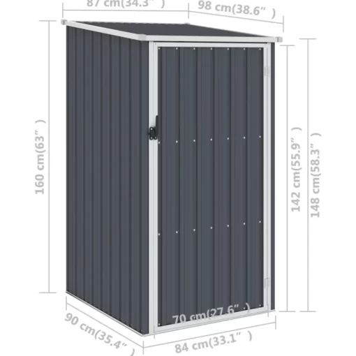 vidaXL Lawn & Garden* Garden Shed Anthracite 34.3"X38.6"X62.6" Galvanized Steel