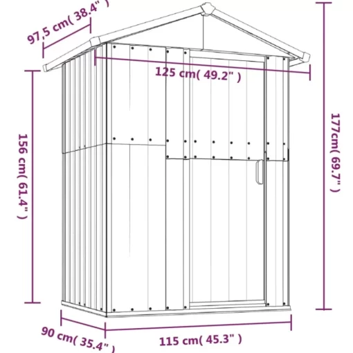 vidaXL Lawn & Garden* Garden Shed Anthracite 49.6"X38.4"X69.7" Galvanized Steel