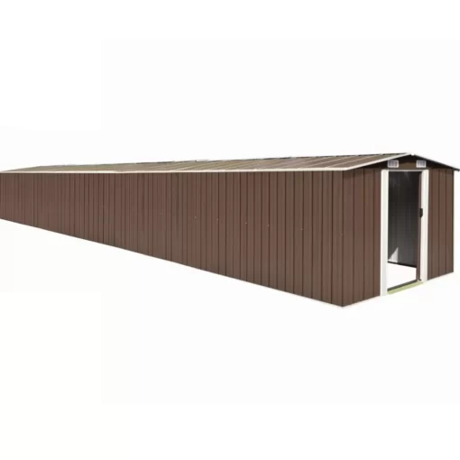 vidaXL Lawn & Garden* Garden Shed Brown 101.2"X389.8"X71.3" Galvanized Steel