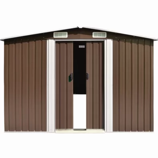 vidaXL Lawn & Garden* Garden Shed Brown 101.2"X389.8"X71.3" Galvanized Steel