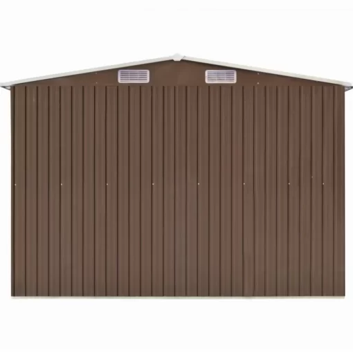 vidaXL Lawn & Garden* Garden Shed Brown 101.2"X389.8"X71.3" Galvanized Steel