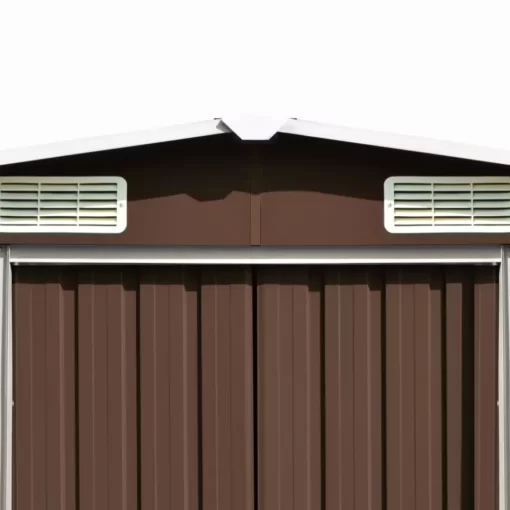 vidaXL Lawn & Garden* Garden Shed Brown 101.2"X389.8"X71.3" Galvanized Steel