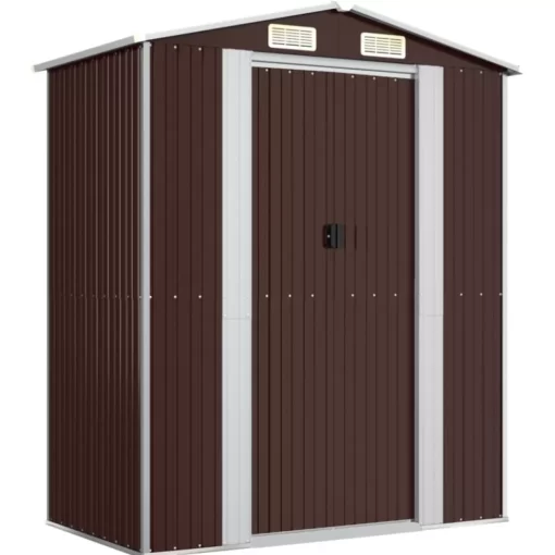 vidaXL Lawn & Garden* Garden Shed Dark Brown 75.6"X42.5"X87.8" Galvanized Steel