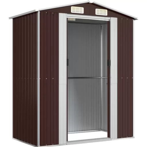 vidaXL Lawn & Garden* Garden Shed Dark Brown 75.6"X42.5"X87.8" Galvanized Steel