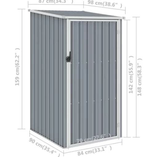 vidaXL Lawn & Garden* Garden Shed Gray 34.3"X38.6"X62.6" Galvanized Steel