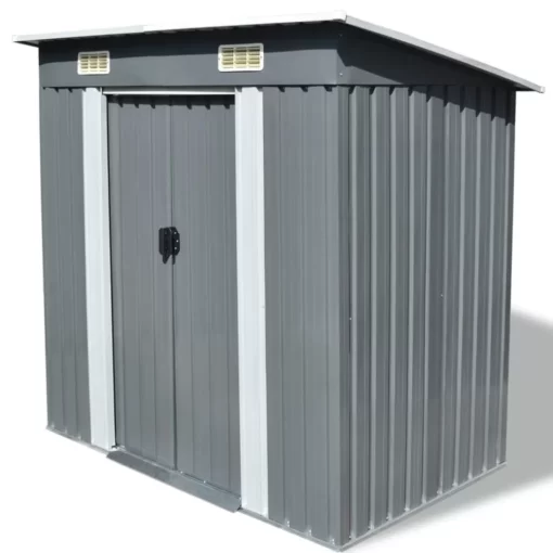 vidaXL Lawn & Garden* Garden Shed Gray Metal 74.8"X48.8"X71.3"