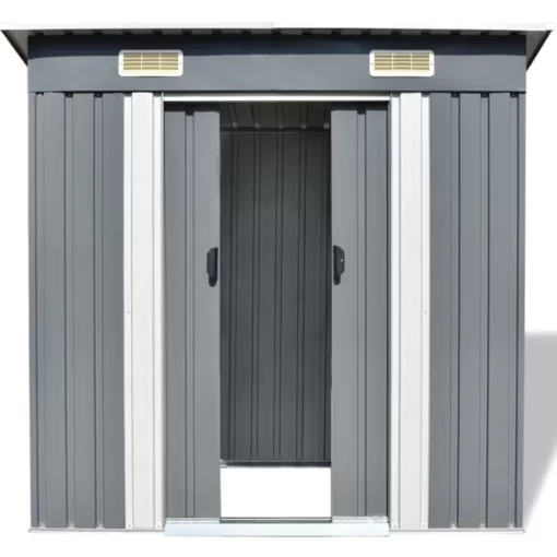 vidaXL Lawn & Garden* Garden Shed Gray Metal 74.8"X48.8"X71.3"