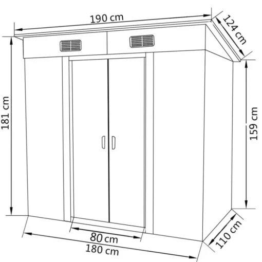 vidaXL Lawn & Garden* Garden Shed Gray Metal 74.8"X48.8"X71.3"