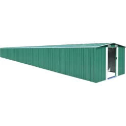 vidaXL Lawn & Garden* Garden Shed Green 101.2"X389.8"X71.3" Galvanized Steel