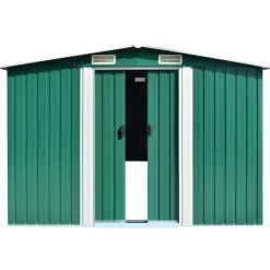 vidaXL Lawn & Garden* Garden Shed Green 101.2"X389.8"X71.3" Galvanized Steel