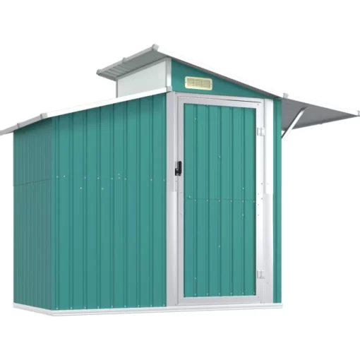 vidaXL Lawn & Garden* Garden Shed Green 106.3"X51.2"X82.1" Galvanized Steel