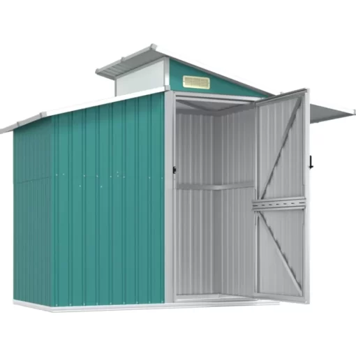 vidaXL Lawn & Garden* Garden Shed Green 106.3"X51.2"X82.1" Galvanized Steel