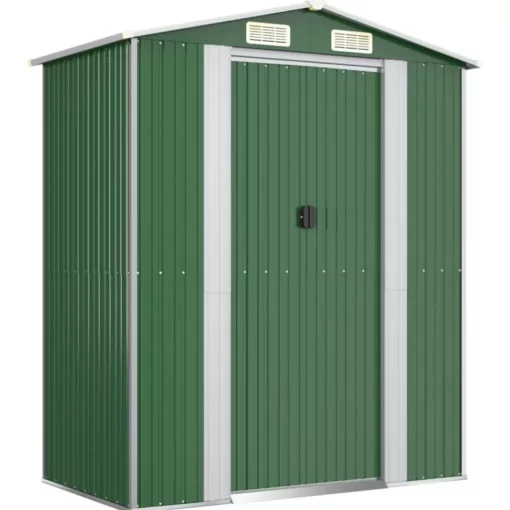 vidaXL Lawn & Garden* Garden Shed Green 75.6"X42.5"X87.8" Galvanized Steel