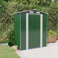 vidaXL Lawn & Garden* Garden Shed Green 75.6"X42.5"X87.8" Galvanized Steel