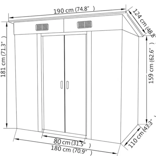 vidaXL Lawn & Garden* Garden Shed Green Metal 74.8"X48.8"X71.3"