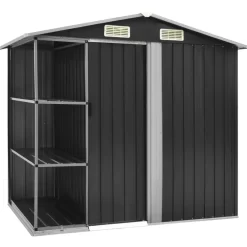 vidaXL Lawn & Garden* Garden Shed With Rack Anthracite 80.7"X51.2"X72" Iron