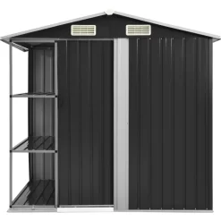 vidaXL Lawn & Garden* Garden Shed With Rack Anthracite 80.7"X51.2"X72" Iron