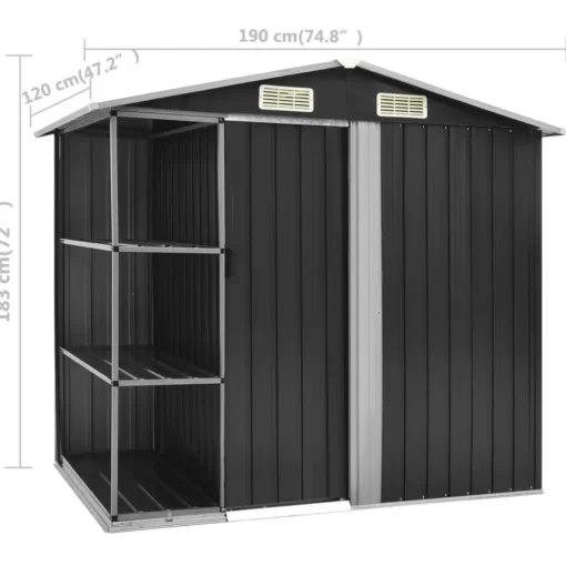 vidaXL Lawn & Garden* Garden Shed With Rack Anthracite 80.7"X51.2"X72" Iron