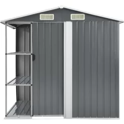 vidaXL Lawn & Garden* Garden Shed With Rack Gray 80.7"X51.2"X72" Iron