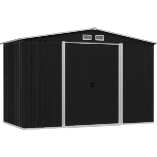 vidaXL Lawn & Garden* Garden Storage Shed Anthracite Steel 101.2"X80.7"X70.1"