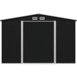 vidaXL Lawn & Garden* Garden Storage Shed Anthracite Steel 101.2"X80.7"X70.1"