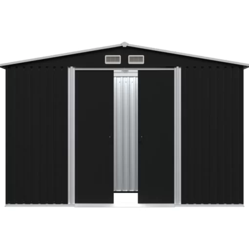 vidaXL Lawn & Garden* Garden Storage Shed Anthracite Steel 101.2"X80.7"X70.1"