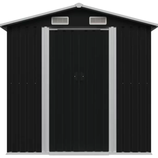 vidaXL Lawn & Garden* Garden Storage Shed Anthracite Steel 80.3"X52"X73.2"