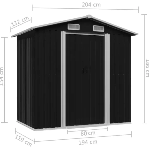 vidaXL Lawn & Garden* Garden Storage Shed Anthracite Steel 80.3"X52"X73.2"