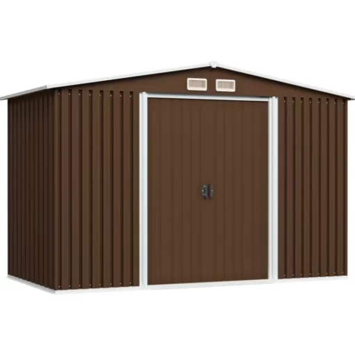 vidaXL Lawn & Garden* Garden Storage Shed Brown 101.2"X80.7"X70.1" Steel