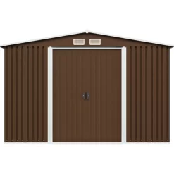 vidaXL Lawn & Garden* Garden Storage Shed Brown 101.2"X80.7"X70.1" Steel