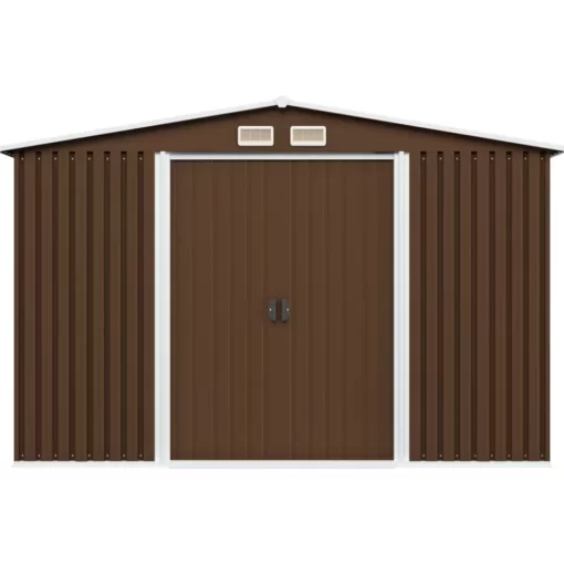 vidaXL Lawn & Garden* Garden Storage Shed Brown 101.2"X80.7"X70.1" Steel