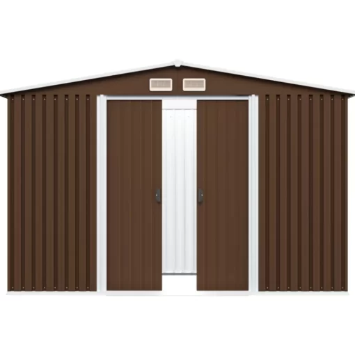 vidaXL Lawn & Garden* Garden Storage Shed Brown 101.2"X80.7"X70.1" Steel