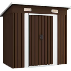 vidaXL Lawn & Garden* Garden Storage Shed Brown 76.4"X47.6"X71.3" Steel