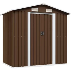 vidaXL Lawn & Garden* Garden Storage Shed Brown 80.3"X52"X73.2" Steel