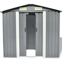 vidaXL Lawn & Garden* Garden Storage Shed Gray Metal 80.3"X52"X73.2"